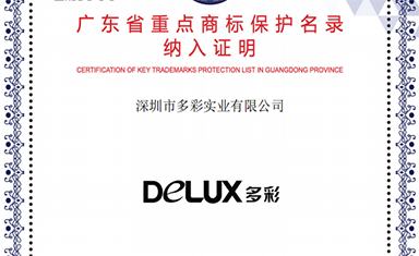 “DELUX多彩” 入選廣東省重點商標保護名錄！