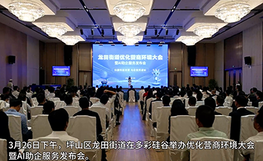 深圳坪山區龍田街道優化營商環境大會暨AI助企服務發布會在多彩硅谷大會堂成功舉辦
